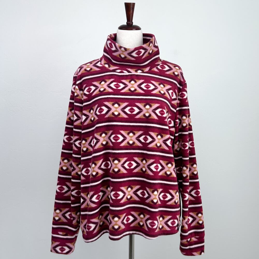 Mountain And Isles Southwest Aztec Fleece Funnel Neck Long Sleeve Pullover XL